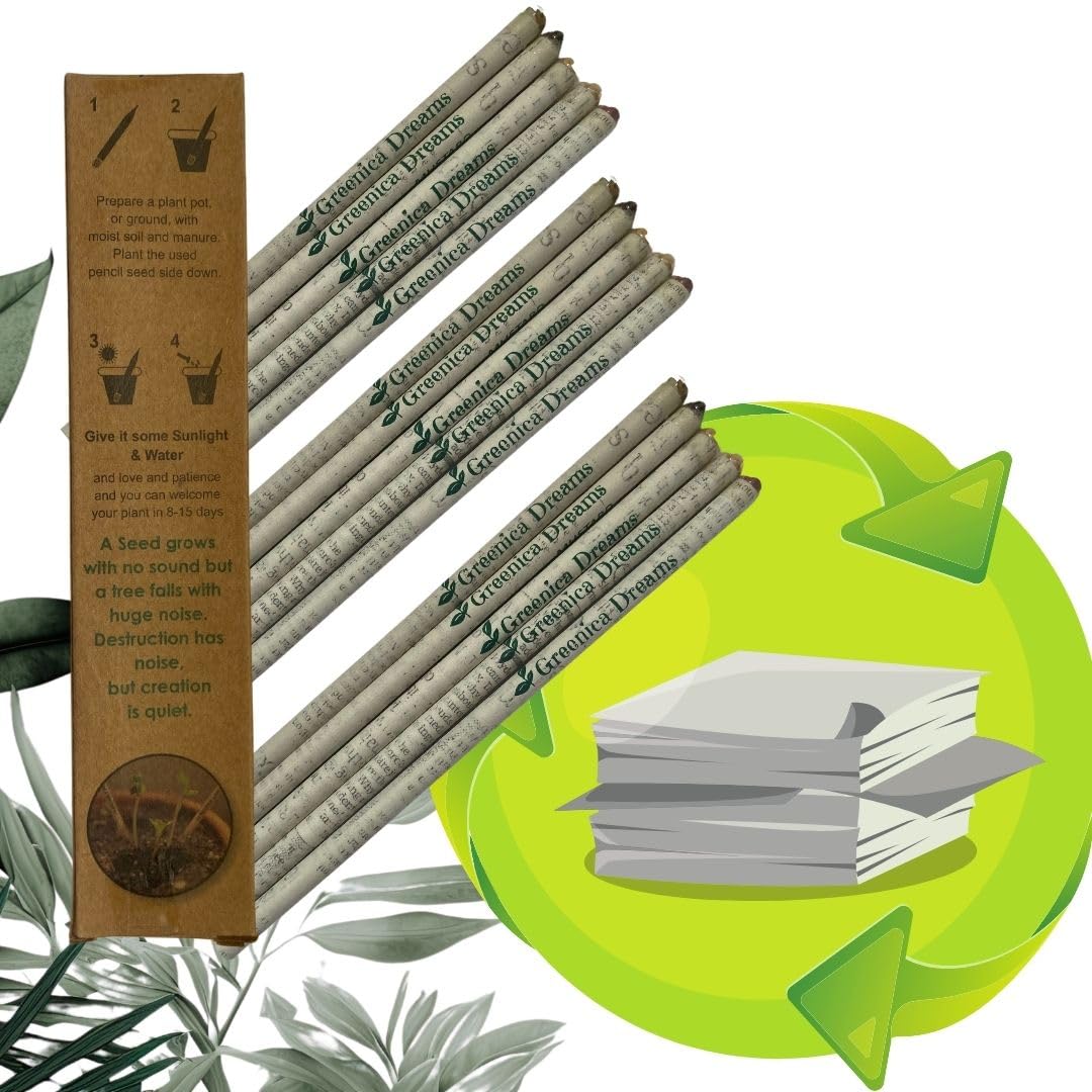Lápices de papel reciclado, ecológicos, para dibujar, escribir, regalar y plantar (paquete de lápices de papel reciclado para periódicos, 200 unidades)