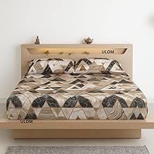 300 TC Premium Heavy Cotton Feel Elastic Fitted Bedsheets King Size with 2 Pillow Covers || Double Bed with All Around Elastic, Fits Upto 8 Inches Mattress (Multi Triangle, Fitted - 72"x78" King)