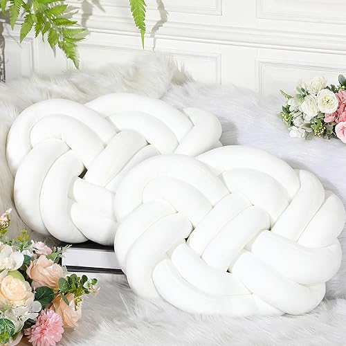Sintuff 2 almohadas de nudo para sofá, cojín decorativo suave para decoración del hogar, sofá, dormitorio, para añadir comodidad y estilo (blanco) Sintuff 2 almohadas de nudo para sofá, cojín decorativo suave para decoración del hogar, sofá, dormitorio, para añadir comodidad y estilo (blanco)