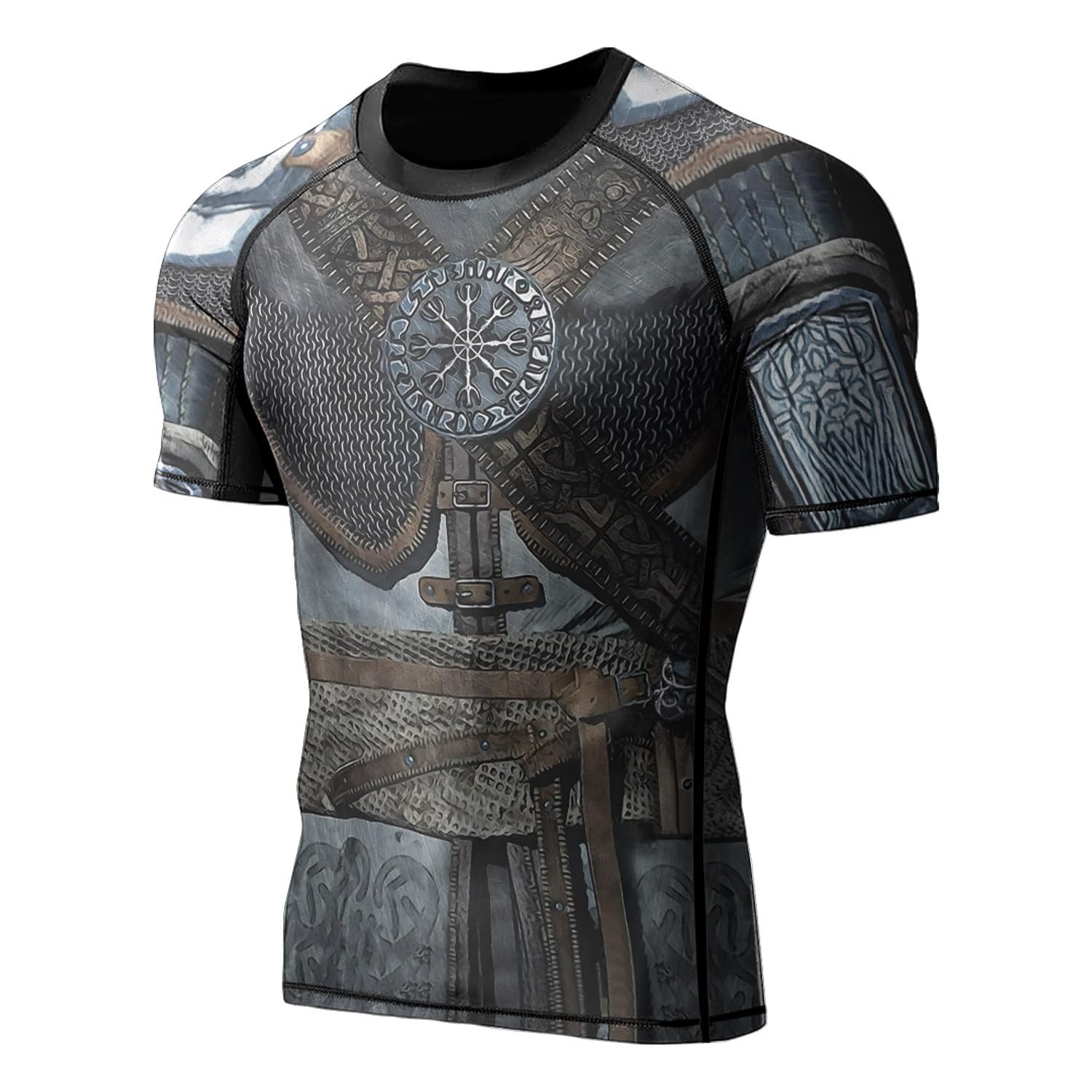 HYPEWAVE Viking Print 3D Never Fade Rash Guard Men, Ultra Soft Compression Shirt UPF 50+ Stretchable Fabric Gift BJJ