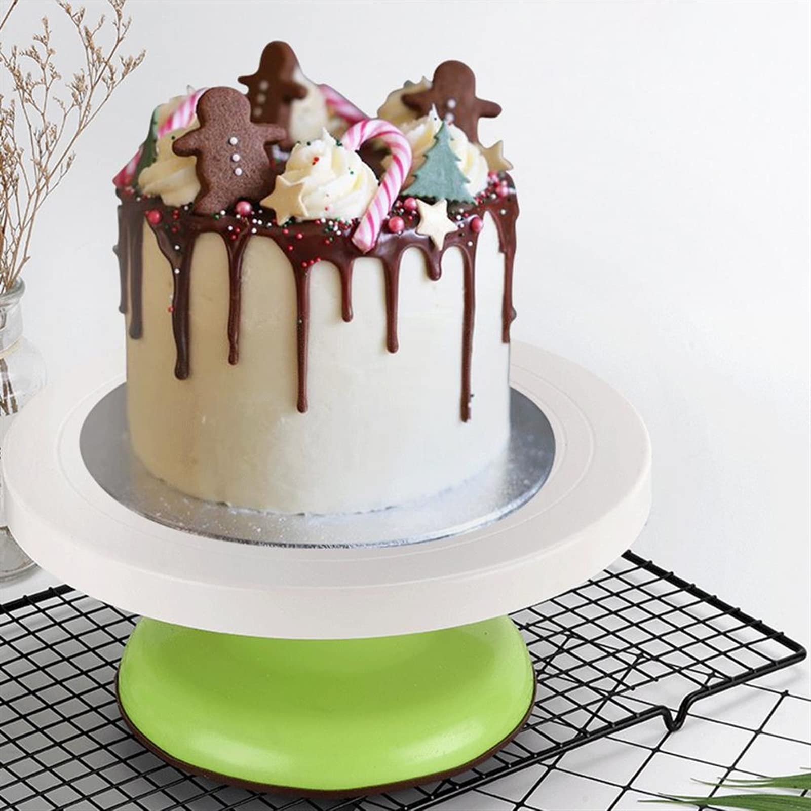 Tortenplatte Drehbar Leichter ausgezeichneter Kuchen-Stand Kleine Runde Dekorieren Drehteller 4 Farben Kuchen drehbarer Ständer für Zuhause (27,5 cm x 10 cm) Kuchen dekorieren Verbrauchsmaterial Kit