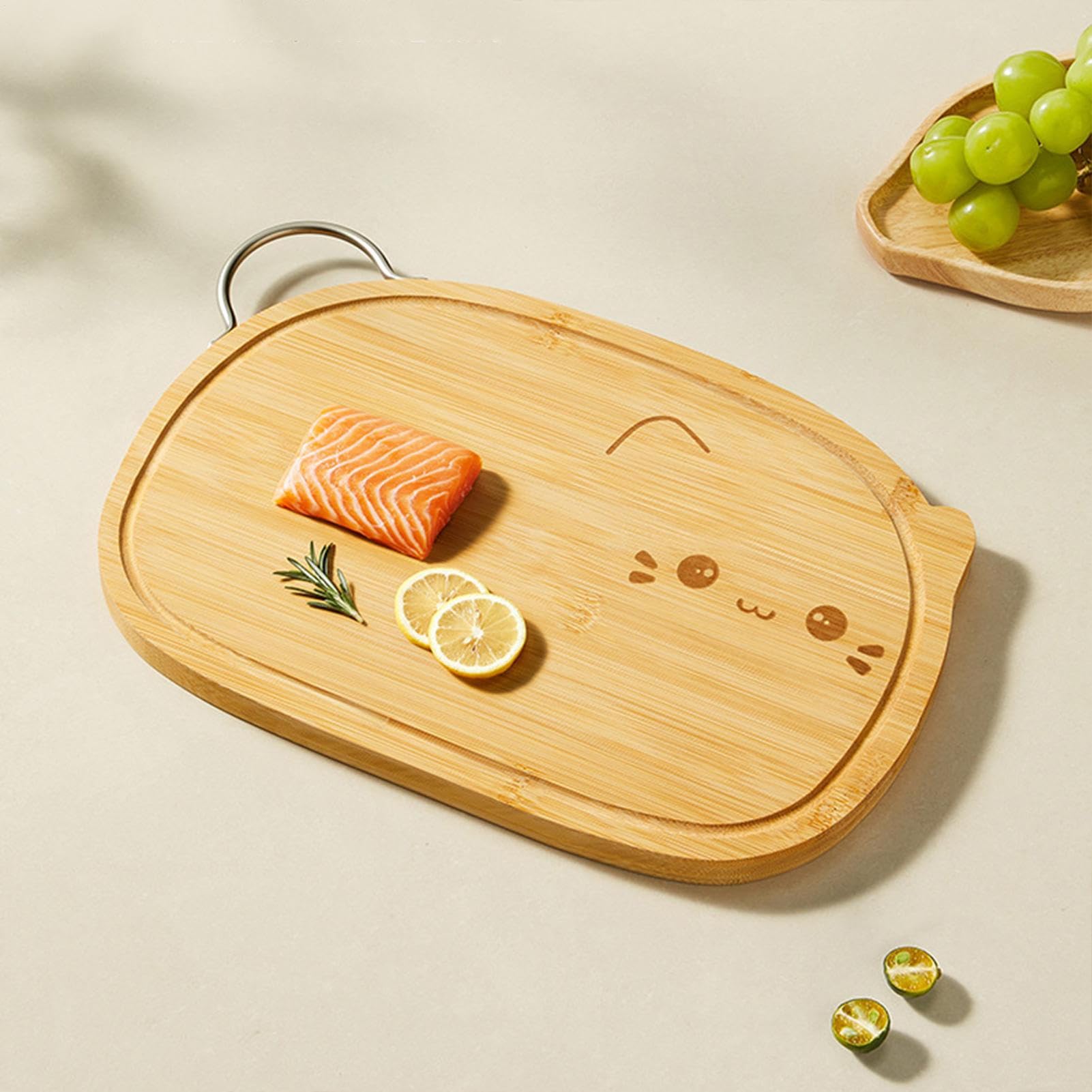 Tagliere In Legno - Tavola Da Frutta Con Maniglia,Accessorio Da Cucina Scanalato Doppio Lato Per Ristorante Campeggio Esterno Pasticceria Salumi