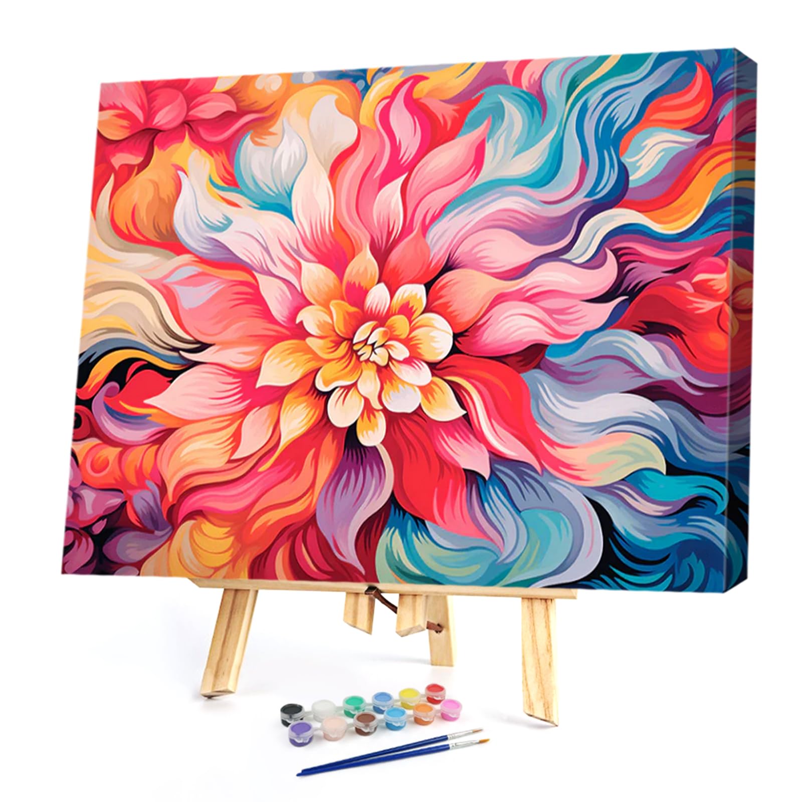 Poetrydraw Fiery Petals Diy Paint By Numbers Kit On Canvas 40X30cm With Frame Oil Easy Painting By Numbers For Beginners Adults Gift Home Wall Decor (Fiery Petals)