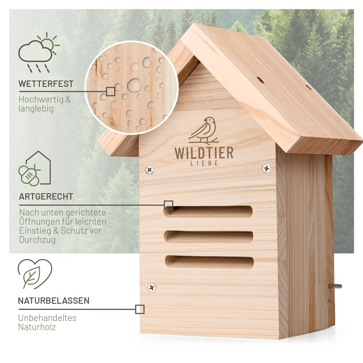 wildtier liebe Marienkäfer-Hotel, Marienkäferhaus - Wetterfest & Unbehandelt aus Massiv-Holz I Insektenhotel für Marienkäfer zum Aufhängen I Nistkasten, Marienkäferunterkunft für Garten, Balkon