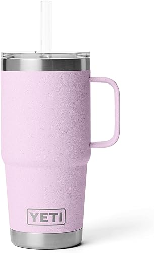 Miniatura 76 de YETI Rambler - Vaso de viaje con asa y tapa con pajilla, de 42 onzas, con aislamiento al vacío con asa, acero inoxidable, color azul ola grande Azul
