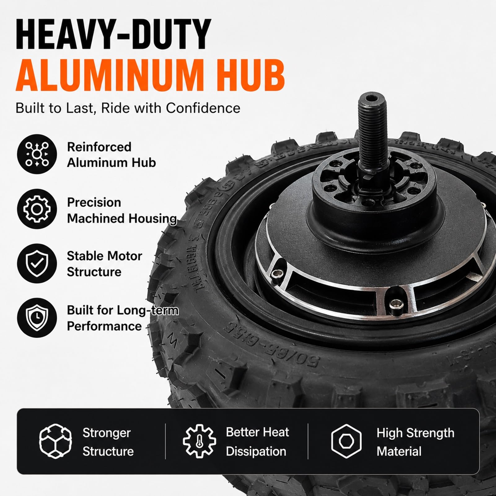 Motore Brushless per Monopattino,Ruota Tubeless 11x6.00-6 | Motore mozzo senza ingranaggi con larghezza forcella 150mm,protezione IPX6 e robusta costruzione in alluminio