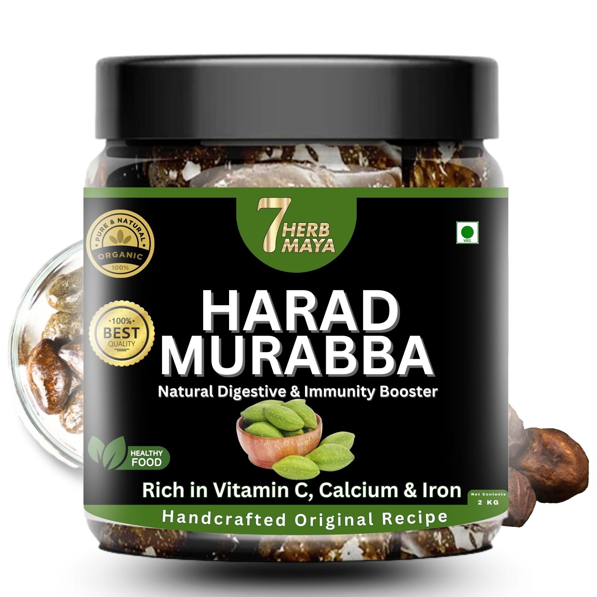 7herbmaya harad murabba | authentic ayurvedic harad sweet | traditional herbal murabba | naturally crafted daily treat (2 kg)