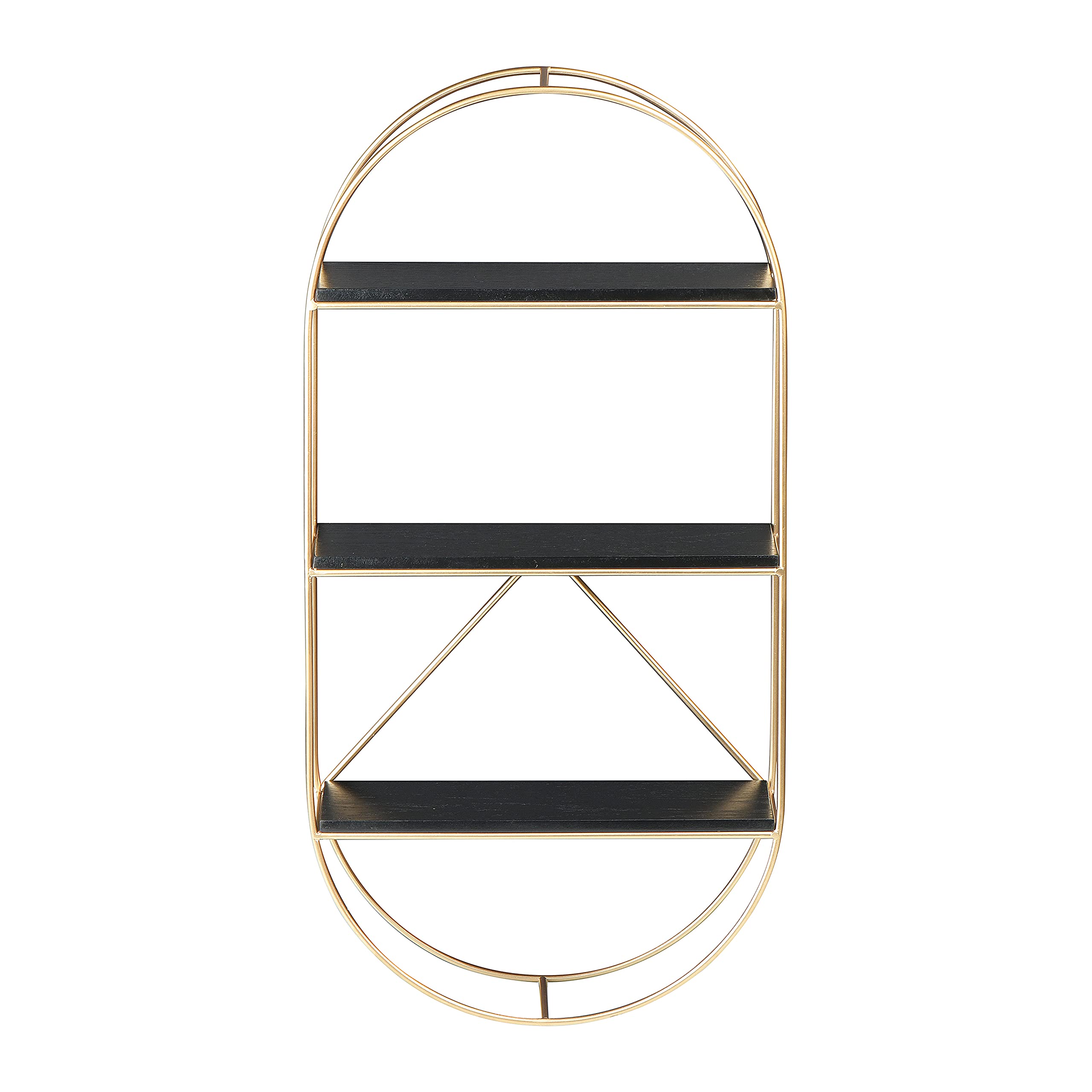 Photo 1 of *** USED *** Main + Mesa Wood and Gold Oval Wall Shelf Black Round