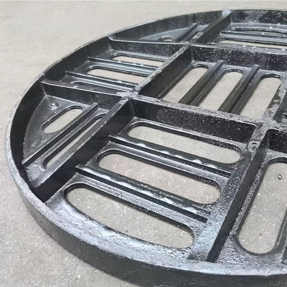 Żeliwna osłona odpływu ogrodowego – okrągły zapasowy ruszt do drenażu wykopu zewnętrznego, trwały ruszt kanalizacyjny 45 cm (17,7")