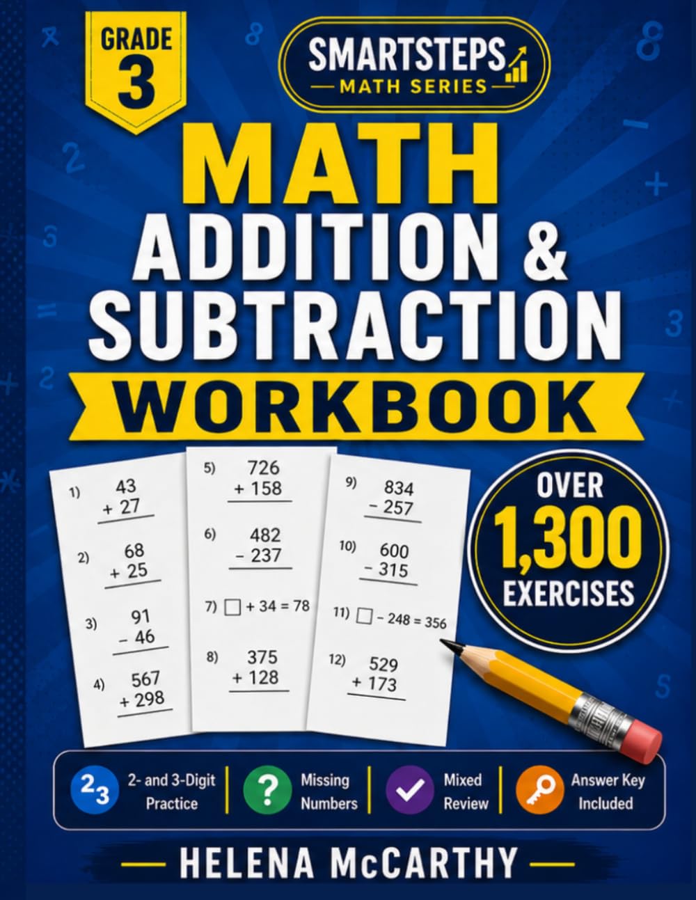 Math Workbook Grade 3 Addition and Subtraction: Over 1300 exercises (Grade 3 SmartSteps Math Series)