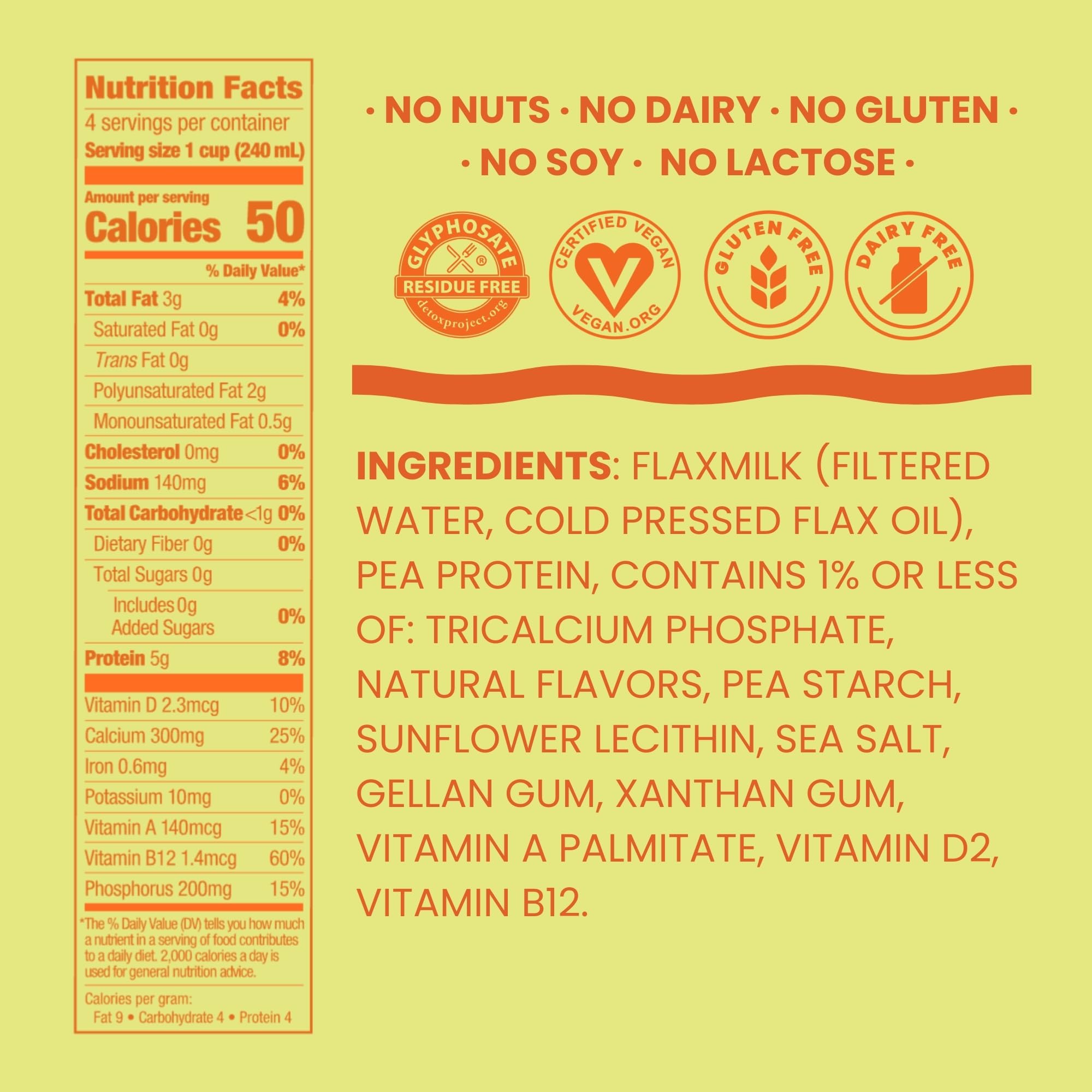 Good Karma Unsweetened Flaxmilk +Protein, 32 Ounce (Pack of 6), 5g Plant Protein + 1200mg Omega-3 Per Serving, Plant-Based Non-Dairy Milk Alternative, Lactose Free, Nut Free, Vegan, Shelf Stable