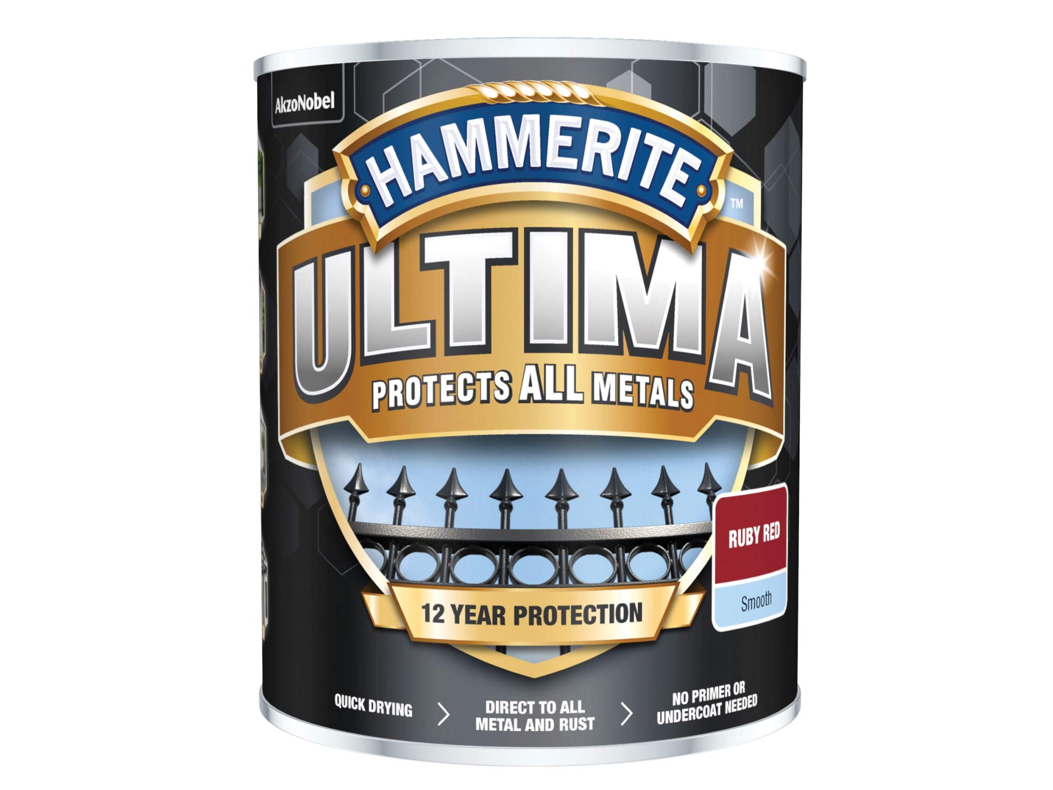 Hammerite Ultima Smooth Metal Paint - 750ml - Ruby Red, (Pack of 1), HMMUMSRR750