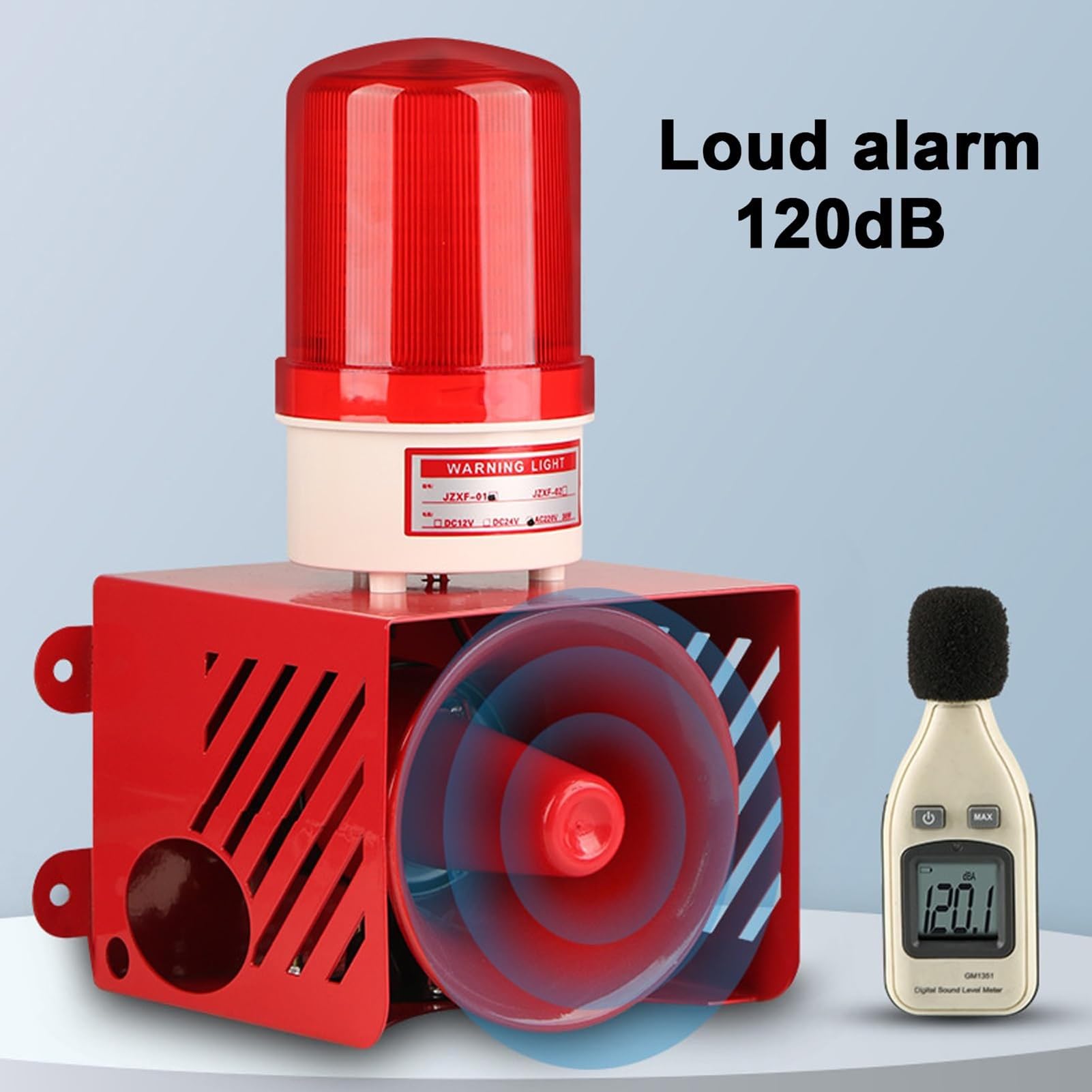 Sirena de alarma de emergencia industrial con luz estroboscópica LED, 130 db fuerte IP65 impermeable, para seguridad en interiores y exteriores en fábricas, terminales, hogares