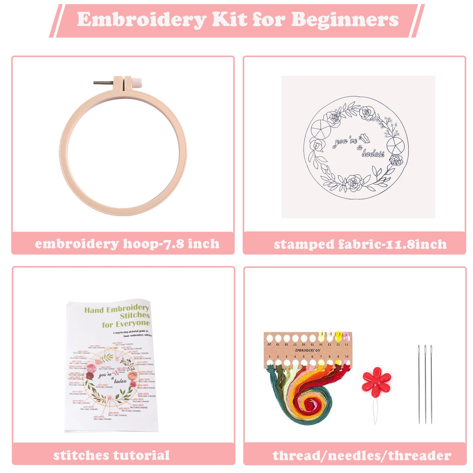 Topapfo Funny Embroidery Kit for Adults, Beginners Cross Stitch Kits Needlepoint Kit with Stamped Embroidery Pattern Hoop Threads Needles Tools