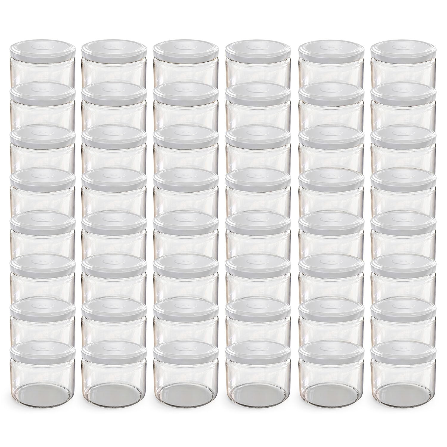 Oputec 48 x 282 ml Einmachgläser mit Schraubdeckel Weiß – Perfekt für Marmeladen, Konfitüren und mehr, kleine Gläser mit Deckel, ideal als Marmeladengläser und Dip-Schraubgläser