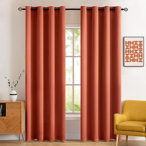 Miulee 2 paneles de cortinas opacas, otoño, dormitorio, sala de estar, aislado termal, bloquea luz, tratamiento firme para ventana, parte alta con