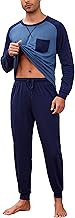 Aseniza Men's Pyjamas Winter Soft Cotton Sleepwear with Pockets Two Pieces