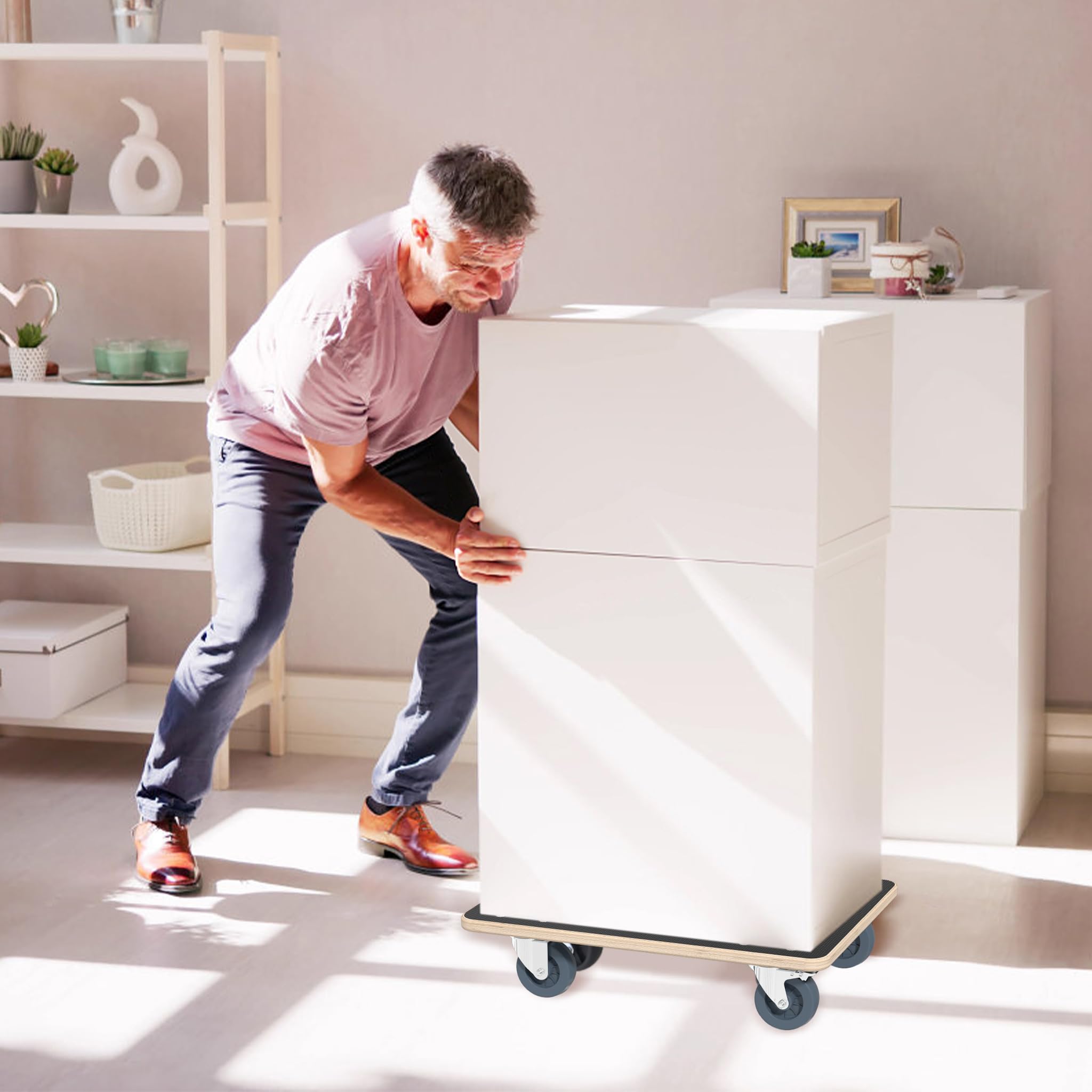 FIVMEN 2 tablas de transporte con ruedas de 60 x 40 cm para muebles, ruedas con freno, mudanzas, muebles, hasta 200 kg