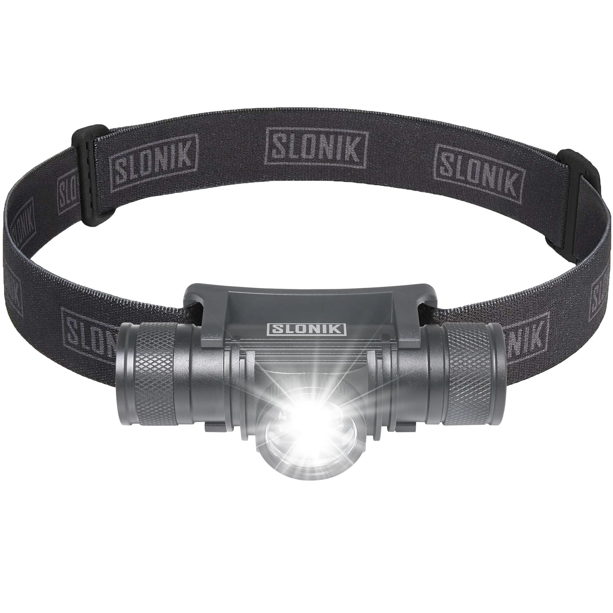 SLONIK Rechargeable Headlamp Flashlight - 500 Lumens Ultra Bright Headlight - IPX4 Waterproof Head Lamp Light for Outdoor Running, Hiking Gear, Hard Hat Helmet - Camping Accessories for Adults, Black
