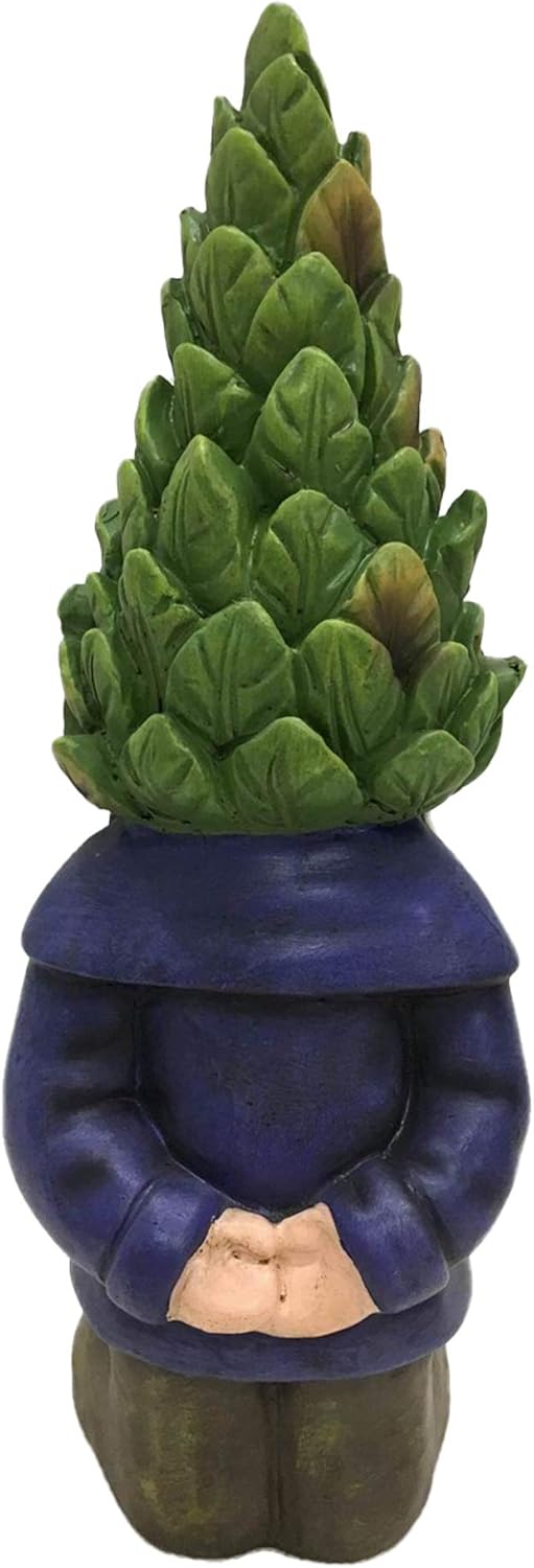 Multicolor Polyresin Gnome with Topiary Hat Garden Statue