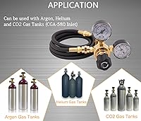 Vista 3 de CGA580 Argon CO2 Regulators, Argon Gauges Gas Welding Regulator Compatible with Mig Tig Miller Lincoln Weld 0-4500PSI / 0-10BAR - CO2 Argon