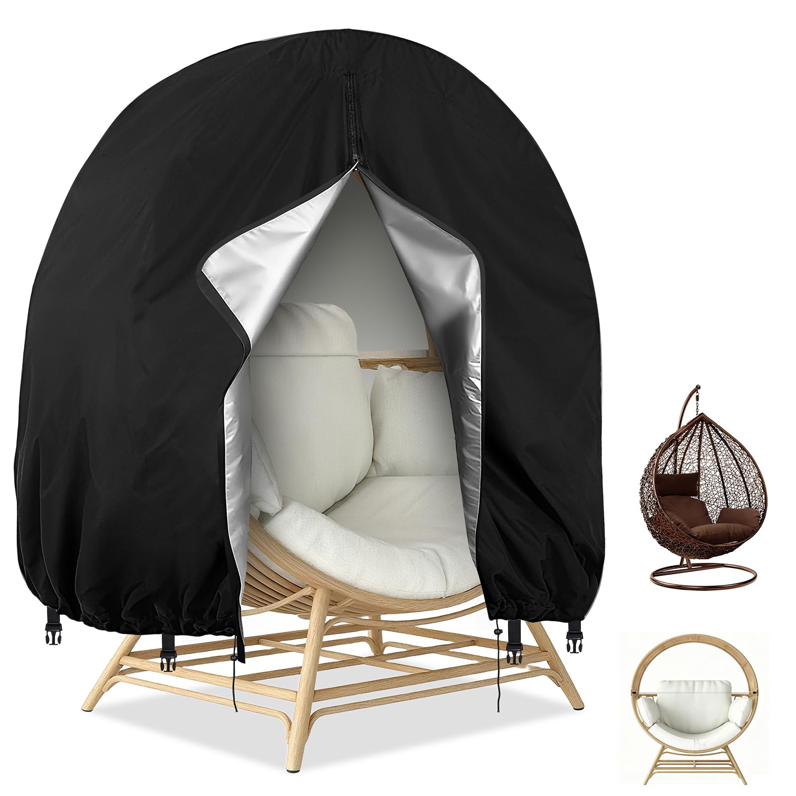 Hohong Egg Chair Cover, 420D Heavy Duty Oxford Hanging Egg Chair Covers Waterproof for Outdoor, Egg Swing Chair Cover with Waterproof Zipper-129×81×142cm — image 1