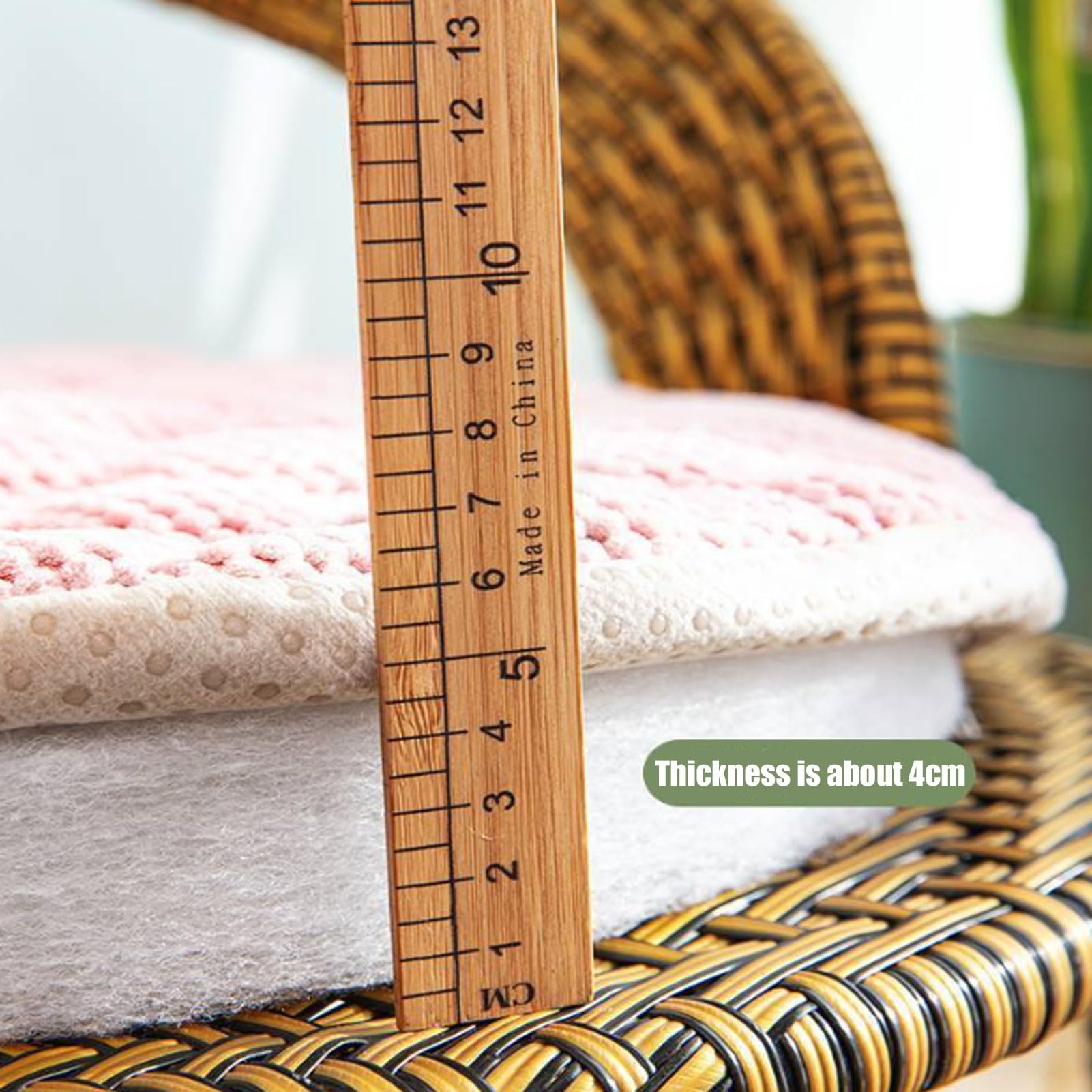 Poduszka na fotel rattanowy 50cm, aksamitna okrągła podkładka na krzesło, z krawatami i zdejmowanym pokrowcem, oddychająca tkanina, na okrągłe krzesła, taras, kuchnia, biuro, jadalnia