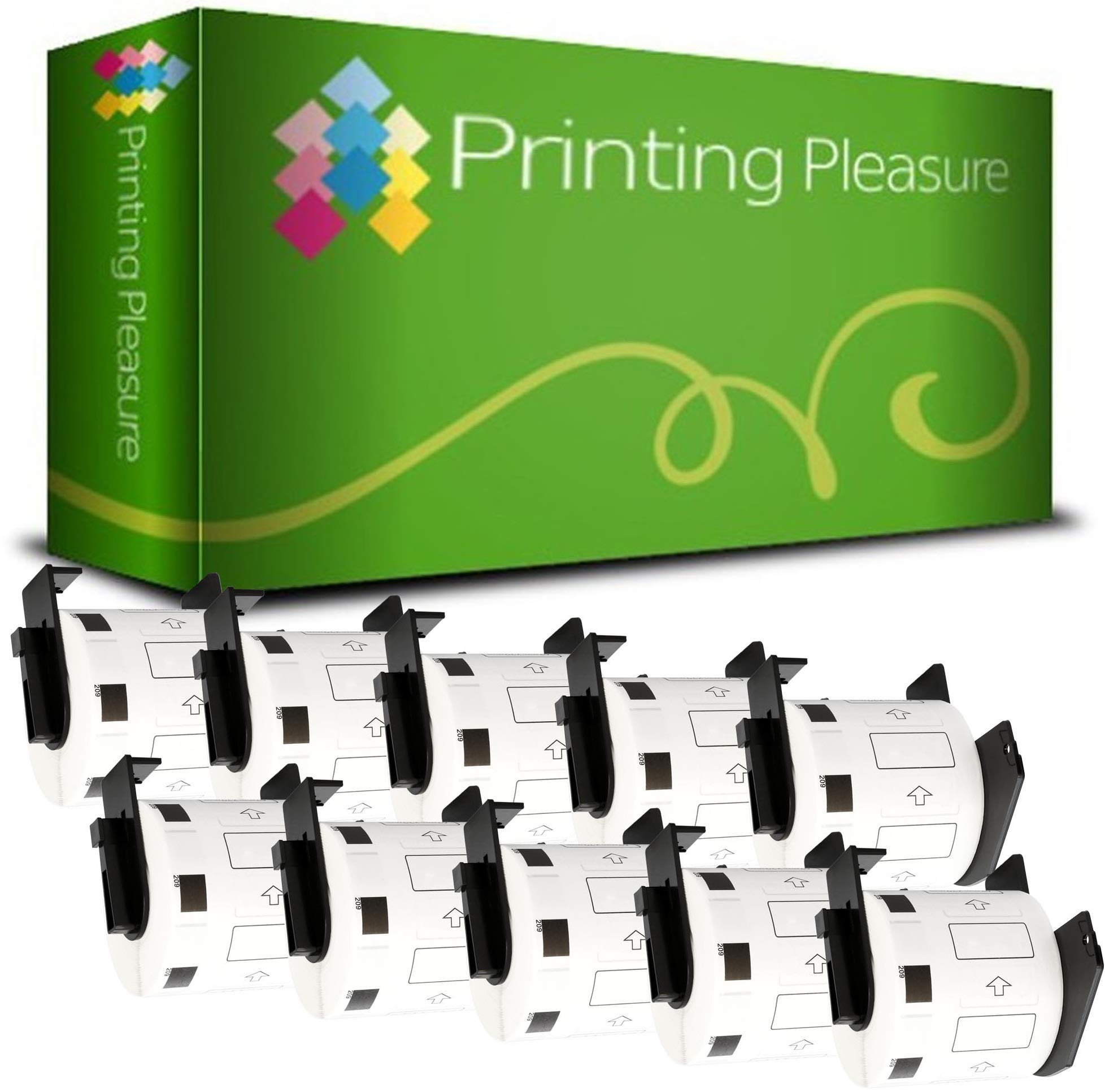 Printing Pleasure 10 x DK11209 Address Labels Compatible with P-Touch QL-500 QL-570 QL-700 QL-720 QL-800 QL-810 QL-820 QL-1100 QL-1110 | 29mm x 62mm | 800 Labels per Roll | Thermal Paper Roll — image 1