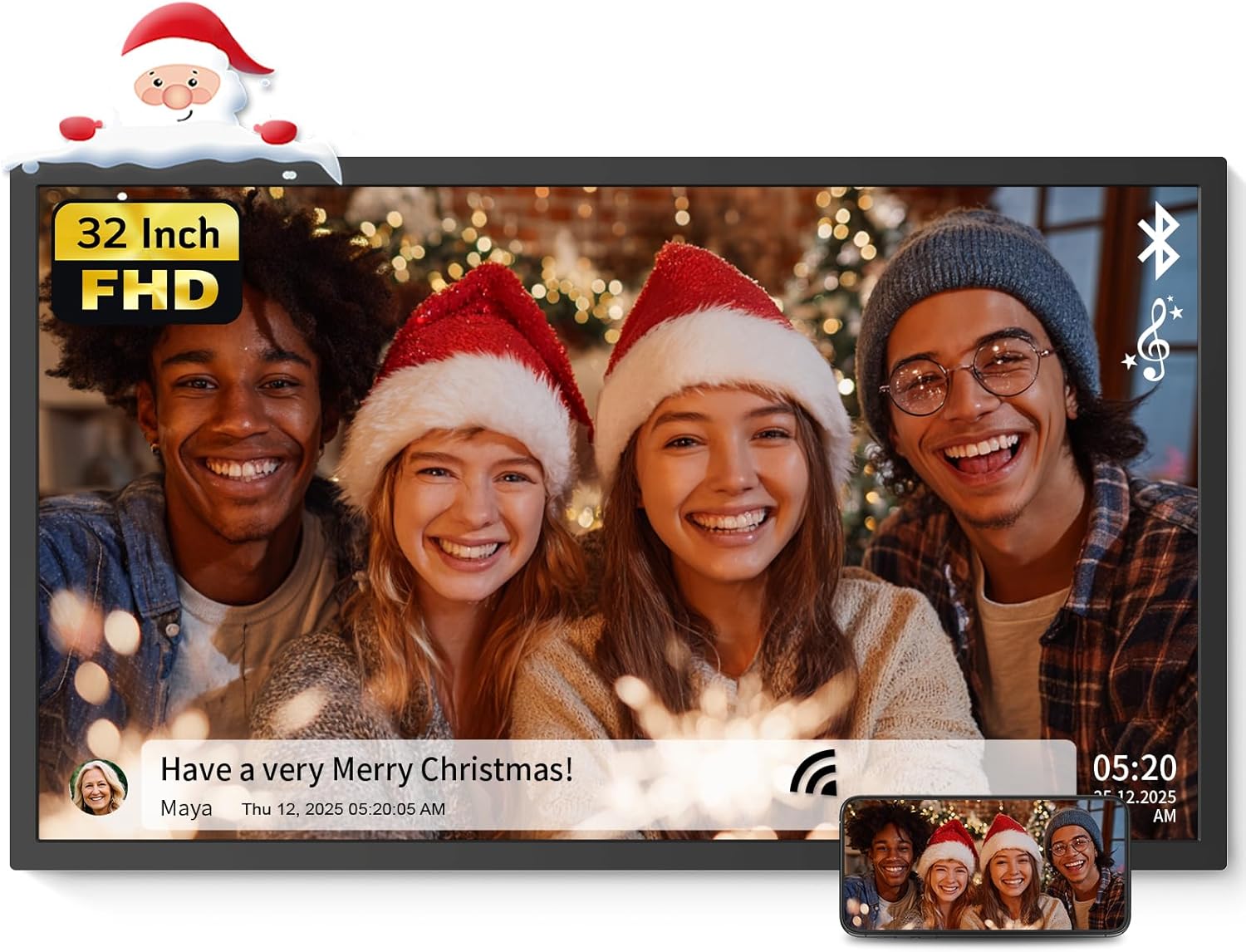 NexFoto 32 Inch Digital Picture Frame 64GB, Extra Large Digital Photo Frame 1920x1080 IPS FHD, Remote Control, Easy to Share Photos/Videos via App/USB/Email, Gifts for Mom Christmas, Black