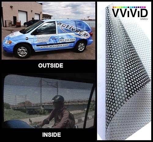 Miniatura 10 de VViViD Vinilo perforado de privacidad en un sentido película adhesiva para vidrio rollo para forrar Blanco