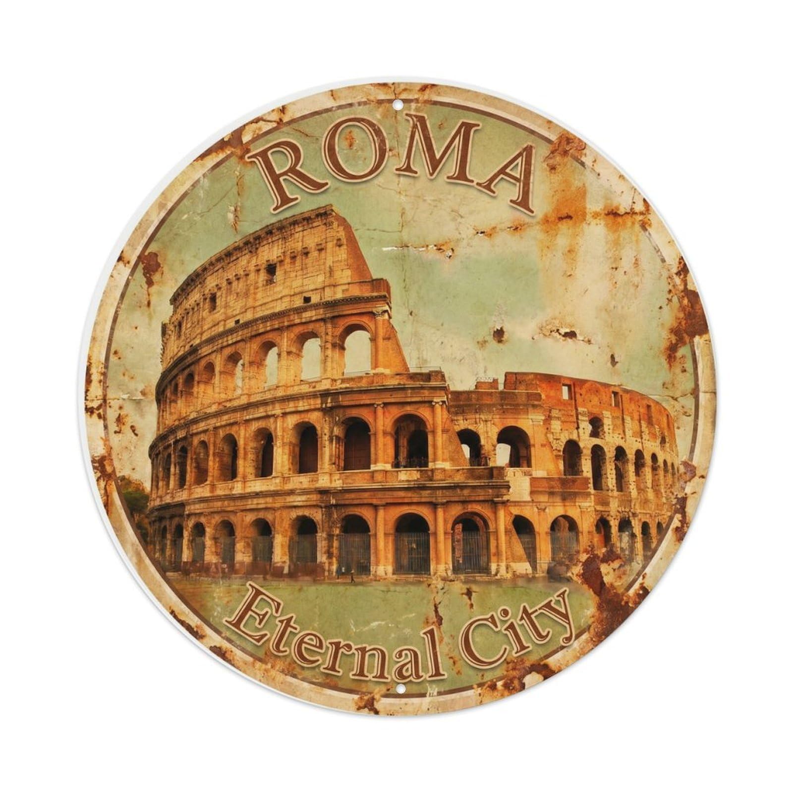 Fqnyr Style Vintage Travel Colosseum Ancient Rome 2 Metal Tin Sign