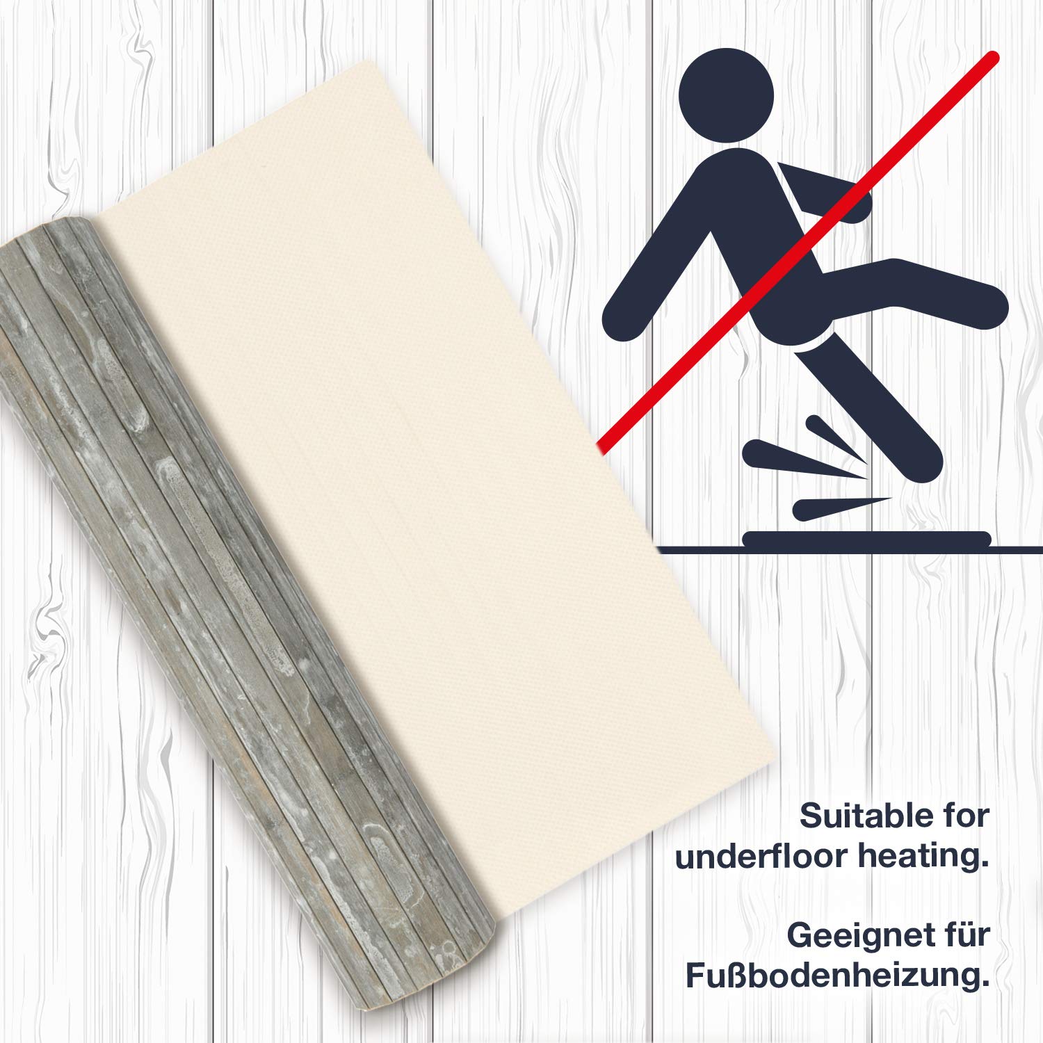 WohnDirect Tapis en Bambou Durable 50x280 - Tapis de Bain - Tapis de Bain antidérapant - 100% Bambou Surface - Tapis de Douche