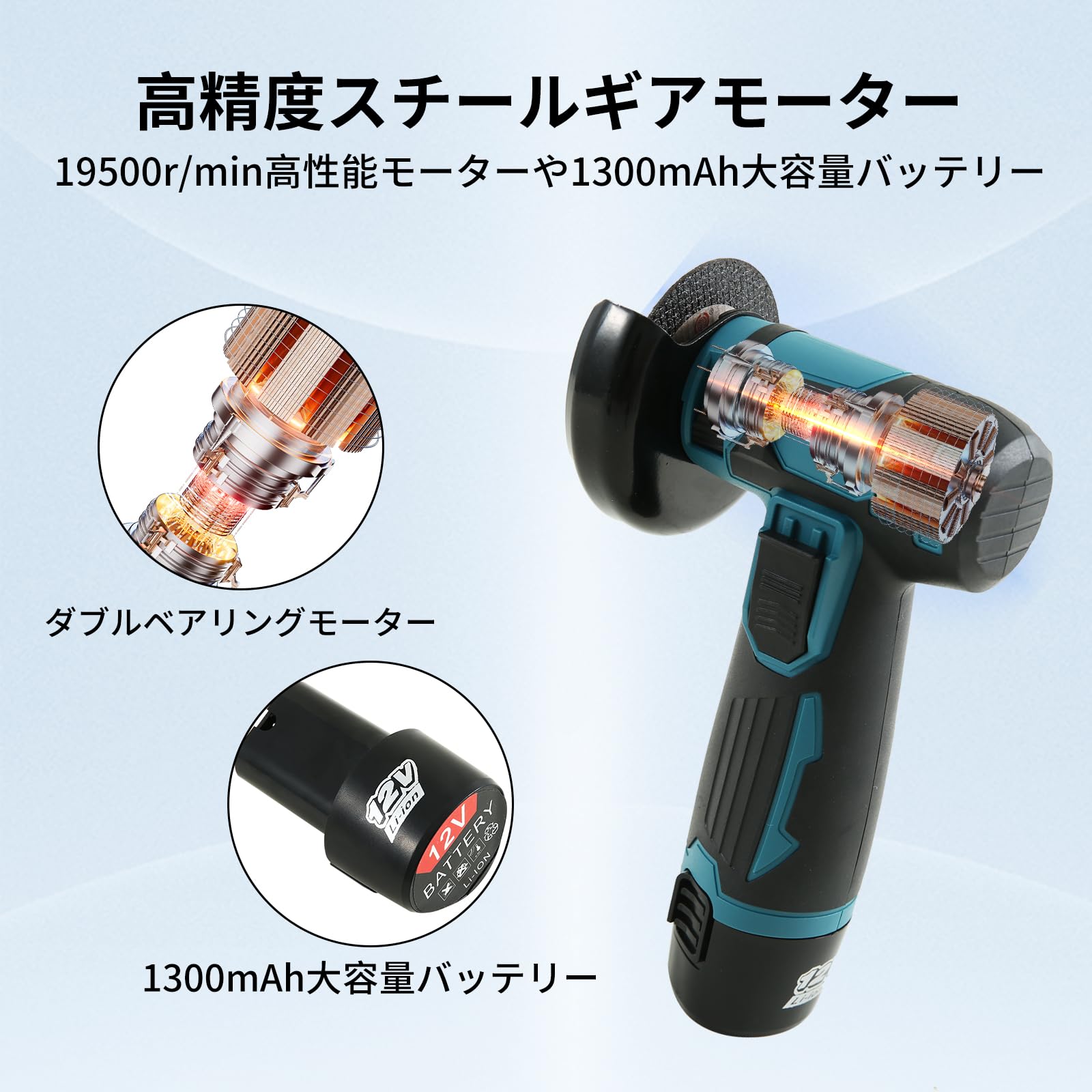 Amazon | ディスクグラインダー ハンドヘルドカッター 12V 充電