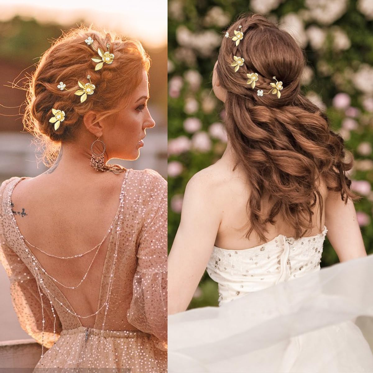 Elegant Gold Leaf Hair Accessory BEGHUAS Elegant Gold Leaf Metal Bridal Adjustable Wedding  main image 3