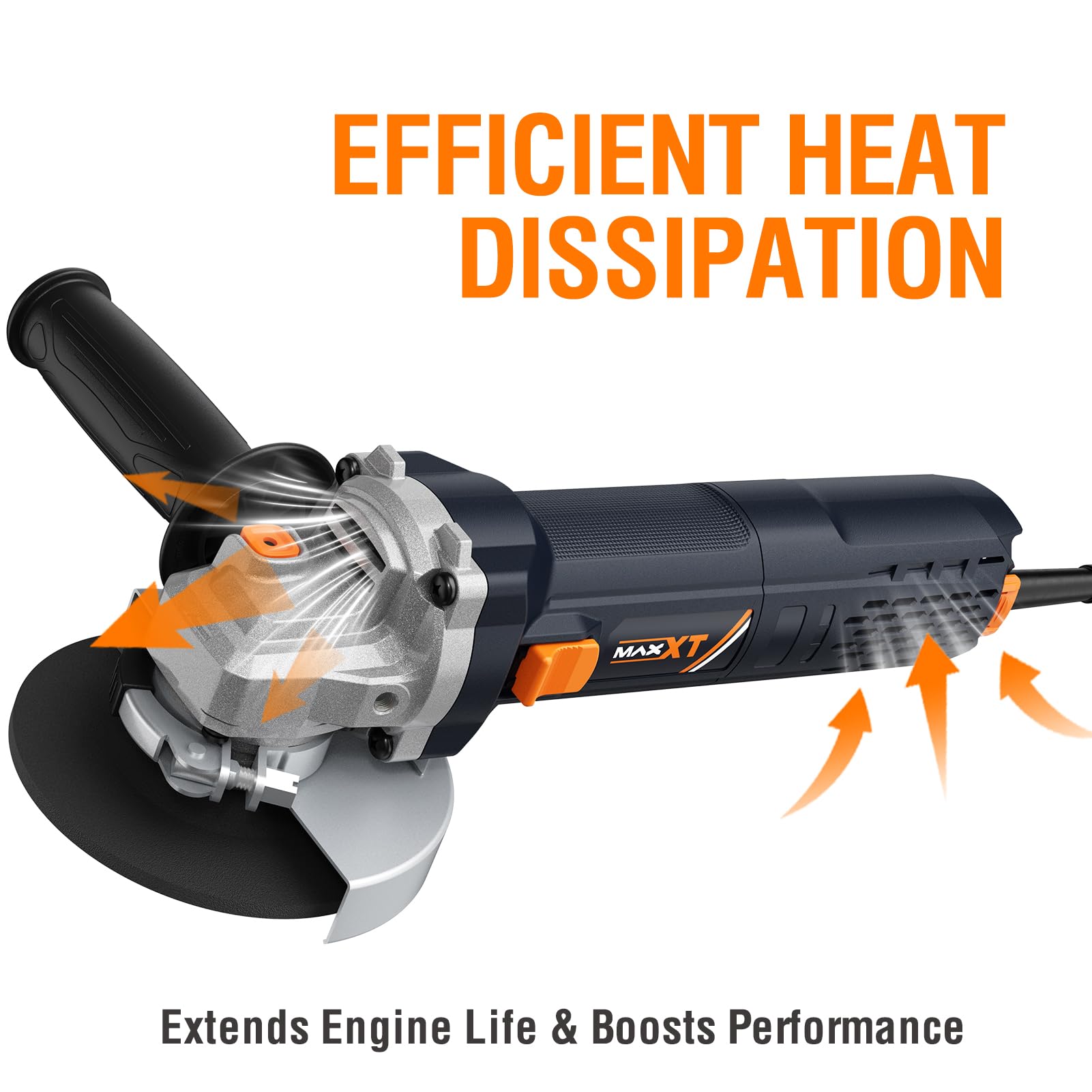 MAXXT Amoladora angular 125 mm | 1700W con Arranque suave & Protección contra sobrecargas – 12.000 rpm para corte, desbaste y pulido de precisión