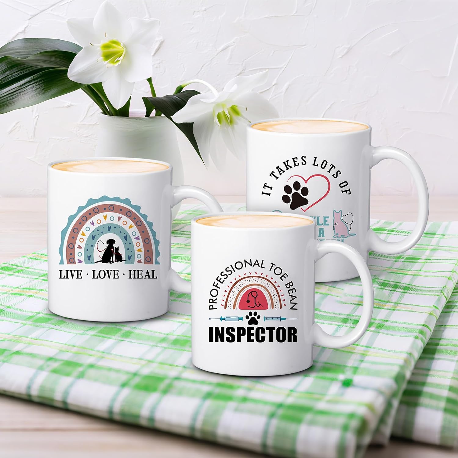 9 Pcs Vet Tech Christmas Gifts Mug Bulk 11oz Veterinarian Ceramic Coffee Cup for Women Men Veterinary Technician Gift for Medical Graduate Dog Doctor Animal Lover Thank You Present - Image 3