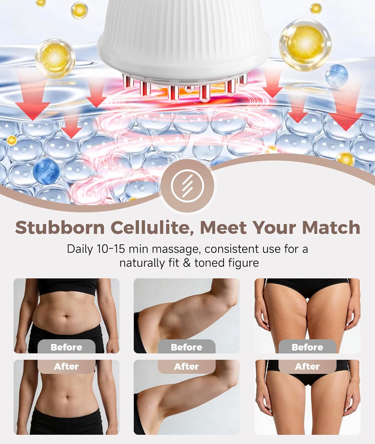 ELISHINE Lymphatic Drainage Massager, Anti Cellulite Massage Tool, Body Sculpting Machine with Red Light Therapy, Heating, Vibration for Stretch Marks & Cellulite, Gift for Women & Men, White - Image 6