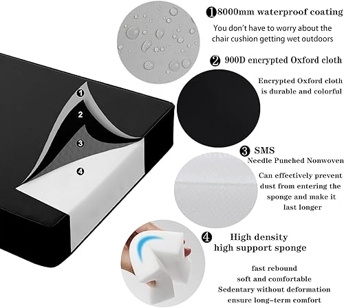 Miniatura 3 de Cojines Oudoor para muebles de patio de 16 x 16 x 2 pulgadas, juego de 4 cojines de esponja de alta densidad, almohadillas para sillas de comedor