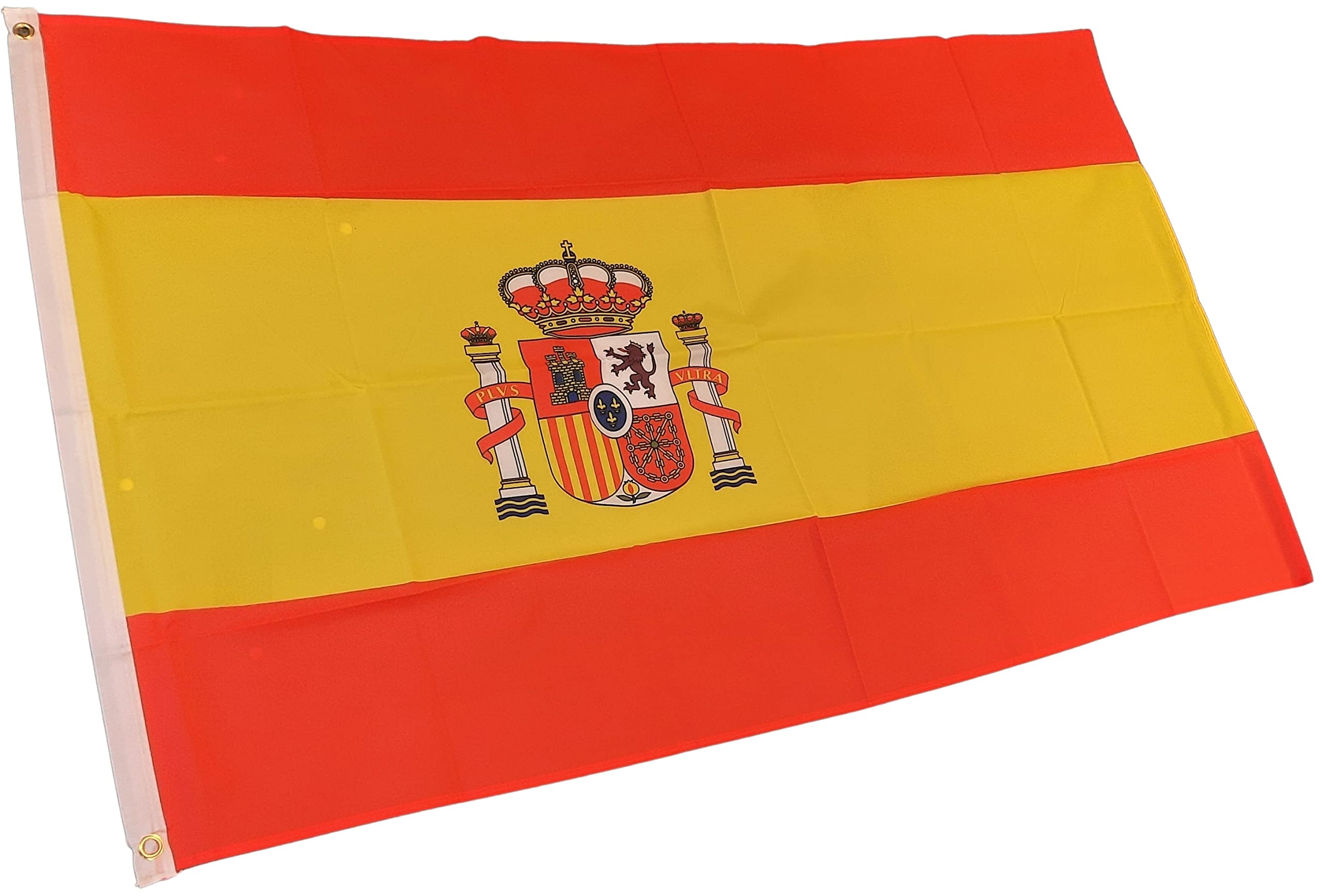 NWFlags Spain State Flag 5ft x 3ft 75d Premium Polyester Suitable For Flagpoles | Strong Polyester 5x3 foot material Spanish Crest flag with Eyelets