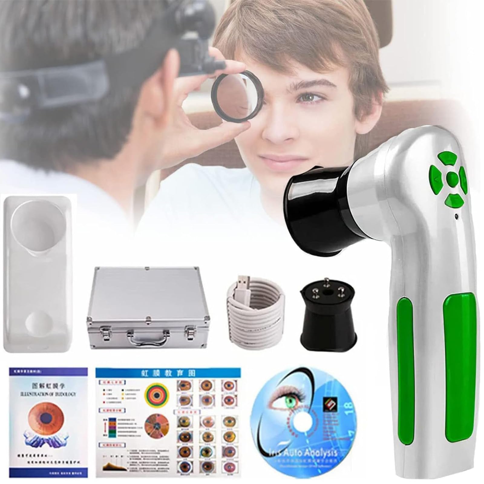 Iriscopio Digital de 12 MP, cámara de Iris, cámara de iridología Ocular, cámara Ocular de diagnóstico, Software de análisis sin Controlador, iriscopio USB CCD de Alta resolución