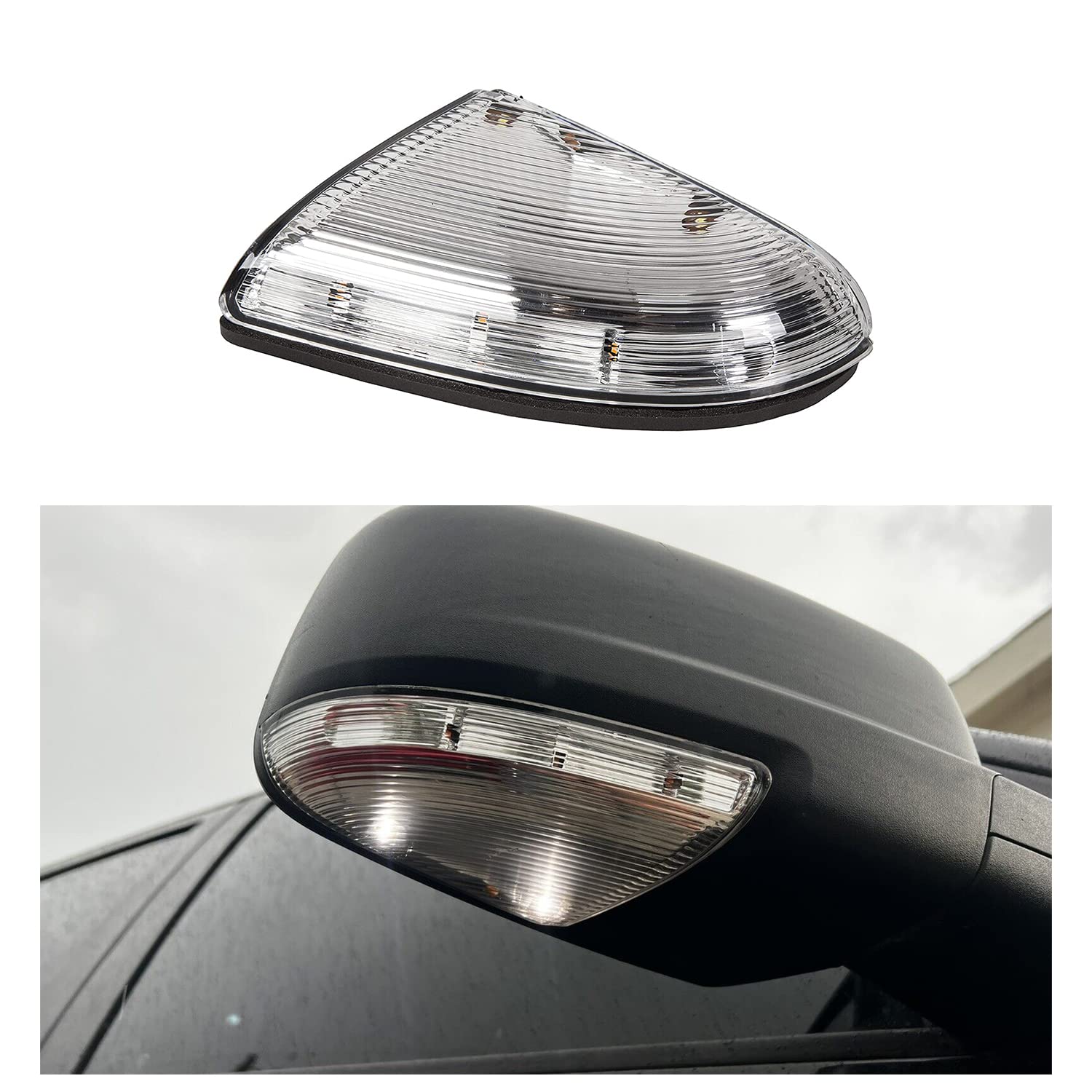 HECASA Mirror Turn Signal Light Compatible with 2009-2013 Dodge Ram 1500 & 2010-2013 2500 LH Right Front Passenger Side Mirror Turn Signal Lamp Housing Cover Replacement for #68064948AA