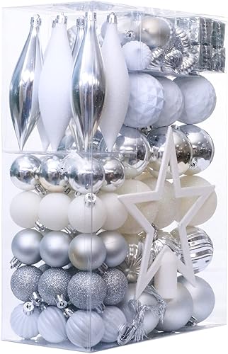 Juego de adornos surtidos de 100 bolas de Navidad para árbol de Navidad, decoraciones colgantes inastillables en un paquete de regalo, bellota con