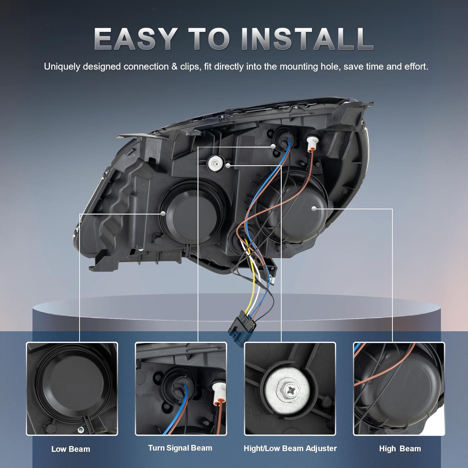 Headlight Assembly Compatible with 2010-2015 Chevy Equinox Chrome Housing/Clear Lens/Amber Reflector OE style GM2502352, GM2503352 Driver & Passenger side replacement pair