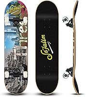 Vista 14 de Sefulim 31 x 8 Inch Complete Skateboard 7 Layer Canadian Maple Double Kick Deck Concave Cruiser Trick Skateboard for Boys Girls Teens Adults Beginner