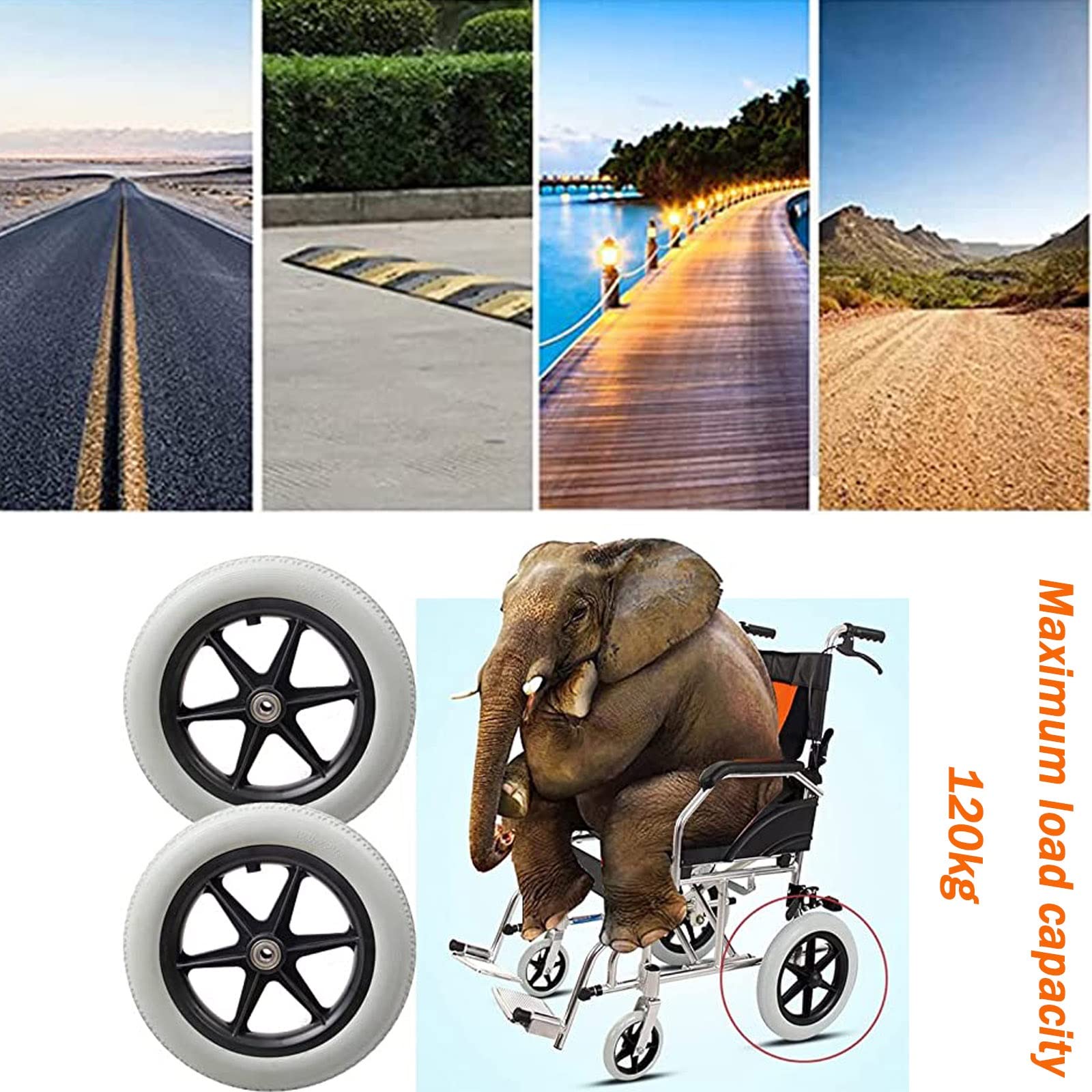 WORDFUN Rueda Giratoria para Silla De Ruedas, Rueda Trasera De La Silla De Ruedas, Fácil De Instalar, No Inflables, Piezas De Repuesto para Sillas De Ruedas, Silla De Paseo Reemplazo