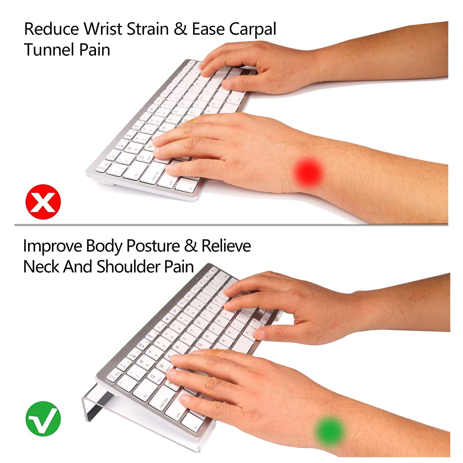 Egchi Kleiner Computer-Tastaturständer, 20x13 cm, Tastaturablage für 78 Tasten, Tastaturhalter für Mini-Computer-Tastatur und Apple-Magic-Tastatur, transparent
