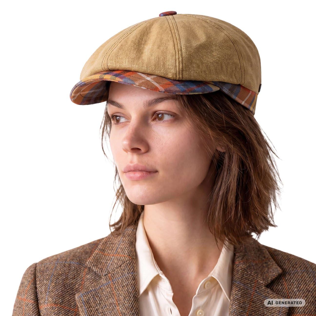 LIERYS City Bic Coppola Stile Wide Fit Berretto Piatto Lino Unicolore Fatto in Italia Unisex Primavera Estate