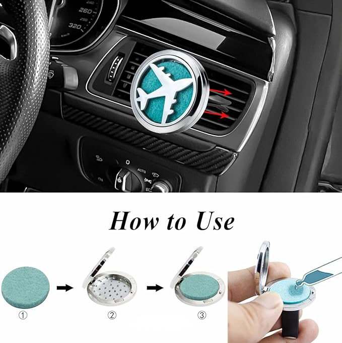 Difusor de Aromas para Auto Vent Clip Acero Inoxidable con 10 Almohadillas miniatura 5