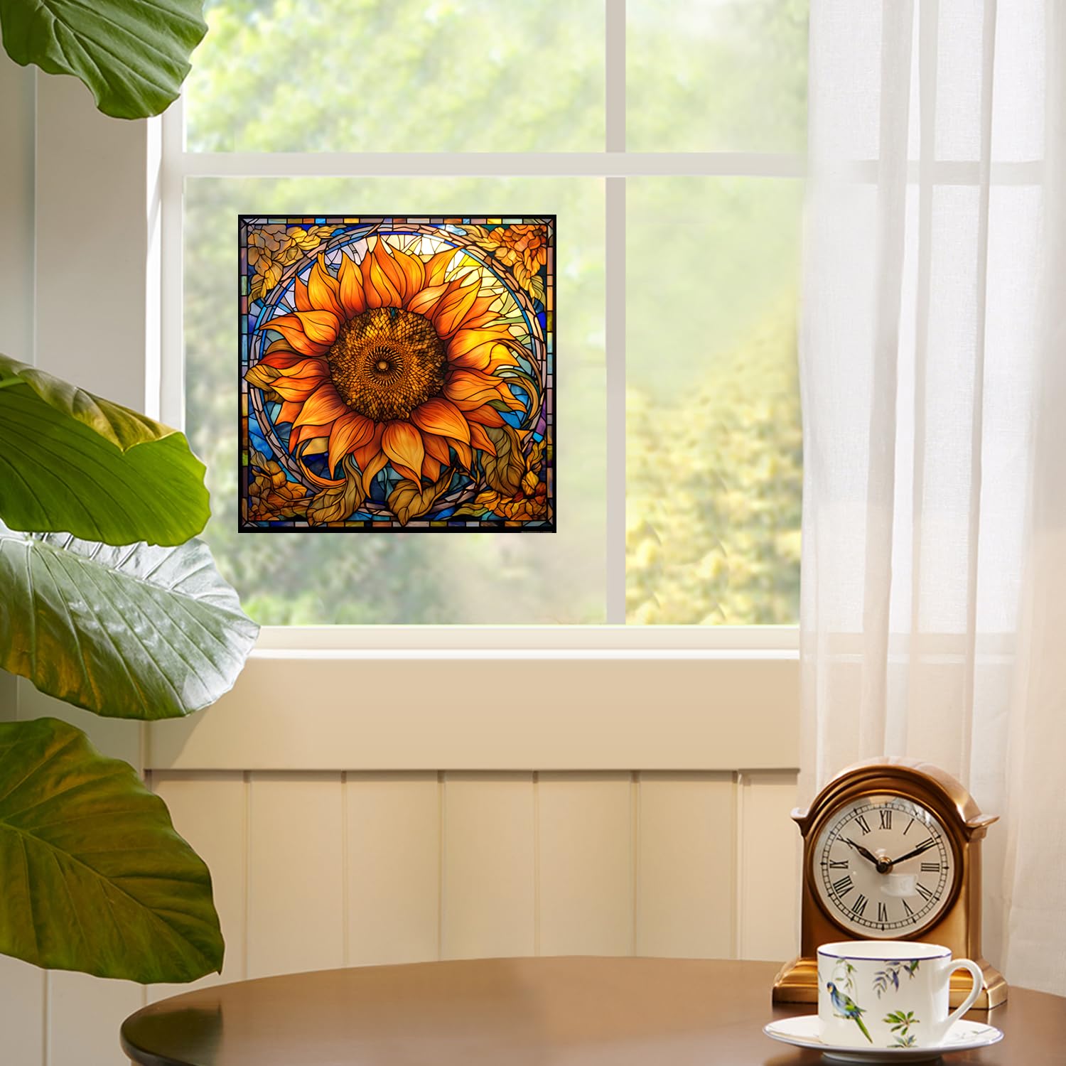 VALICLUD Fensteraufkleber Set - 9-teilig Sonnenblumen & Zwerge Motive Selbsthaftend