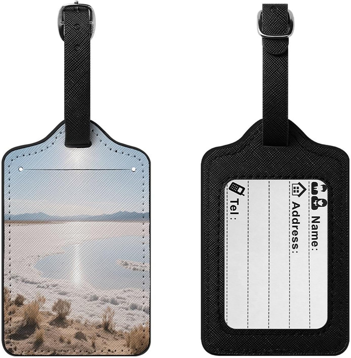 Saline Lake PU Leather Luggage Tag for Suitcases image 3